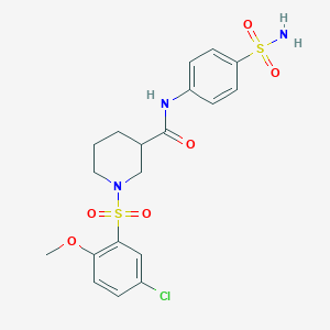 molecular formula C19H22ClN3O6S2 B7713678 1-(5-Сhloro-2-methoxyphenyl)sulfonyl-N-(4-sulfamoylphenyl)piperidine-3-carboxamide CAS No. 878986-38-0