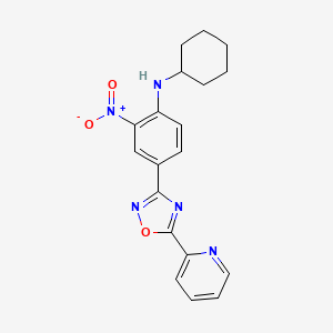 molecular formula C19H19N5O3 B7713686 N-cyclohexyl-2-nitro-4-(5-(pyridin-2-yl)-1,2,4-oxadiazol-3-yl)aniline 