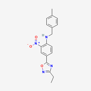molecular formula C18H18N4O3 B7713711 4-(3-ethyl-1,2,4-oxadiazol-5-yl)-N-(4-methylbenzyl)-2-nitroaniline 