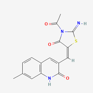 molecular formula C16H13N3O3S B7713714 (E)-3-acetyl-5-((2-hydroxy-7-methylquinolin-3-yl)methylene)-2-iminothiazolidin-4-one 