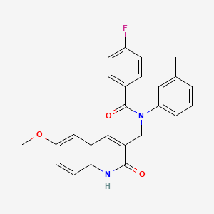 molecular formula C25H21FN2O3 B7713730 4-fluoro-N-((2-hydroxy-6-methoxyquinolin-3-yl)methyl)-N-(m-tolyl)benzamide 