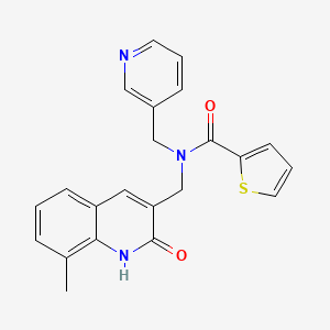 molecular formula C22H19N3O2S B7713749 N-((2-hydroxy-8-methylquinolin-3-yl)methyl)-N-(pyridin-3-ylmethyl)thiophene-2-carboxamide 