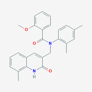 molecular formula C27H26N2O3 B7713751 N-(2,4-dimethylphenyl)-N-((2-hydroxy-8-methylquinolin-3-yl)methyl)-2-methoxybenzamide 