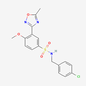 molecular formula C17H16ClN3O4S B7713754 N-(4-chlorobenzyl)-4-methoxy-3-(5-methyl-1,2,4-oxadiazol-3-yl)benzenesulfonamide 