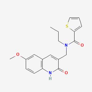 molecular formula C19H20N2O3S B7713762 N-((2-hydroxy-6-methoxyquinolin-3-yl)methyl)-N-propylthiophene-2-carboxamide 