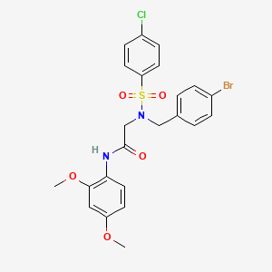 molecular formula C23H22BrClN2O5S B7713769 2-(N-(4-bromobenzyl)-4-chlorophenylsulfonamido)-N-(2,4-dimethoxyphenyl)acetamide 