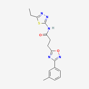 molecular formula C16H17N5O2S B7713786 N-(5-ethyl-1,3,4-thiadiazol-2-yl)-3-(3-(m-tolyl)-1,2,4-oxadiazol-5-yl)propanamide 