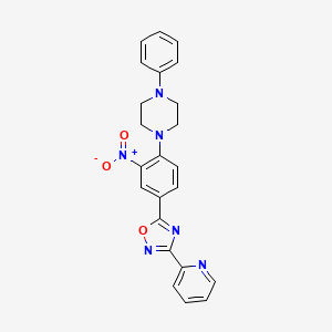 molecular formula C23H20N6O3 B7713803 5-(3-nitro-4-(4-phenylpiperazin-1-yl)phenyl)-3-(pyridin-2-yl)-1,2,4-oxadiazole 