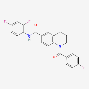 molecular formula C23H17F3N2O2 B7713810 N-[(4-chlorophenyl)methyl]-1-(4-fluorobenzoyl)-1,2,3,4-tetrahydroquinoline-6-carboxamide 