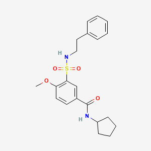 molecular formula C21H26N2O4S B7713816 2-methoxy-5-(4-methylpiperazine-1-carbonyl)-N-(2-phenylethyl)benzene-1-sulfonamide 