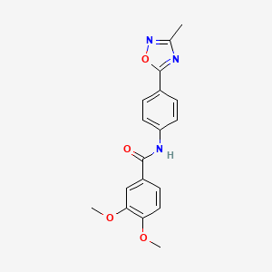 molecular formula C18H17N3O4 B7713863 3,4-dimethoxy-N-(4-(3-methyl-1,2,4-oxadiazol-5-yl)phenyl)benzamide 