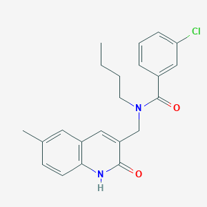 molecular formula C22H23ClN2O2 B7713874 N-butyl-3-chloro-N-((2-hydroxy-6-methylquinolin-3-yl)methyl)benzamide 