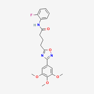 molecular formula C21H22FN3O5 B7713875 N-(2-fluorophenyl)-4-(3-(3,4,5-trimethoxyphenyl)-1,2,4-oxadiazol-5-yl)butanamide 