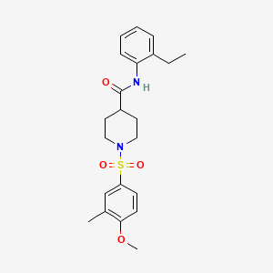 molecular formula C22H28N2O4S B7713893 1-[1-(4-methoxy-3-methylbenzenesulfonyl)piperidine-4-carbonyl]-4-methylpiperazine 