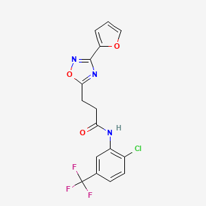 molecular formula C16H11ClF3N3O3 B7713907 N-(2-chloro-5-(trifluoromethyl)phenyl)-3-(3-(furan-2-yl)-1,2,4-oxadiazol-5-yl)propanamide 