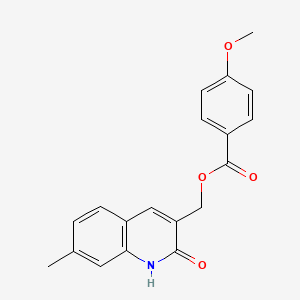 molecular formula C19H17NO4 B7713912 (2-hydroxy-7-methylquinolin-3-yl)methyl 4-methoxybenzoate 