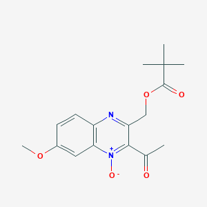 molecular formula C17H20N2O5 B7713947 2-acetyl-7-methoxy-3-((pivaloyloxy)methyl)quinoxaline 1-oxide 