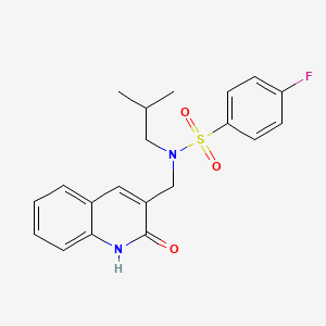 molecular formula C20H21FN2O3S B7713986 4-fluoro-N-((2-hydroxyquinolin-3-yl)methyl)-N-isobutylbenzenesulfonamide 