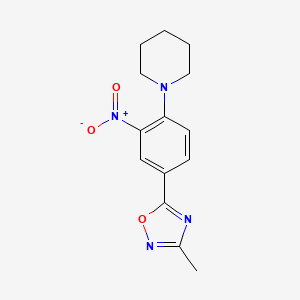 molecular formula C14H16N4O3 B7714011 3-methyl-5-(3-nitro-4-(piperidin-1-yl)phenyl)-1,2,4-oxadiazole 
