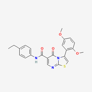 molecular formula C23H21N3O4S B7714035 N-cyclohexyl-3-(2,5-dimethoxyphenyl)-5-oxo-5H-[1,3]thiazolo[3,2-a]pyrimidine-6-carboxamide 