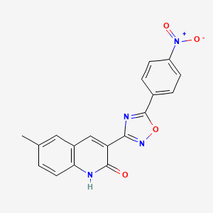 molecular formula C18H12N4O4 B7714052 6-methyl-3-(5-(4-nitrophenyl)-1,2,4-oxadiazol-3-yl)quinolin-2-ol 