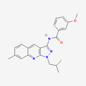 molecular formula C23H24N4O2 B7714059 N-(1-isobutyl-7-methyl-1H-pyrazolo[3,4-b]quinolin-3-yl)-3-methoxybenzamide 