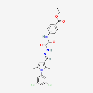 molecular formula C24H22Cl2N4O4 B7714069 ethyl 4-({[(4-methylphenyl)methyl]carbamoyl}formamido)benzoate 