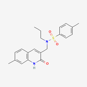 molecular formula C21H24N2O3S B7714098 N-((2-hydroxy-7-methylquinolin-3-yl)methyl)-4-methyl-N-propylbenzenesulfonamide 