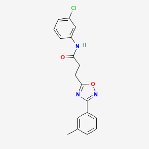 molecular formula C18H16ClN3O2 B7714160 N-(3-chlorophenyl)-3-(3-(m-tolyl)-1,2,4-oxadiazol-5-yl)propanamide 