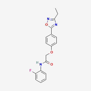 molecular formula C18H16FN3O3 B7714189 2-(4-(3-ethyl-1,2,4-oxadiazol-5-yl)phenoxy)-N-(2-fluorophenyl)acetamide 