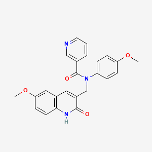 molecular formula C24H21N3O4 B7714243 N-((2-hydroxy-6-methoxyquinolin-3-yl)methyl)-N-(4-methoxyphenyl)nicotinamide 
