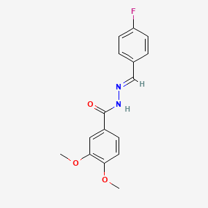 molecular formula C16H15FN2O3 B7714252 3,4-dimethoxy-N'-[(E)-(thiophen-2-yl)methylidene]benzohydrazide 