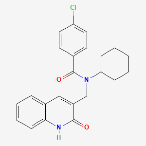 molecular formula C23H23ClN2O2 B7714253 4-chloro-N-cyclohexyl-N-((2-hydroxyquinolin-3-yl)methyl)benzamide 