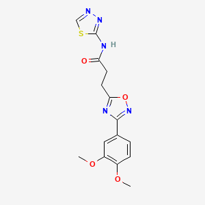 molecular formula C15H15N5O4S B7714271 3-(3-(3,4-dimethoxyphenyl)-1,2,4-oxadiazol-5-yl)-N-(1,3,4-thiadiazol-2-yl)propanamide 