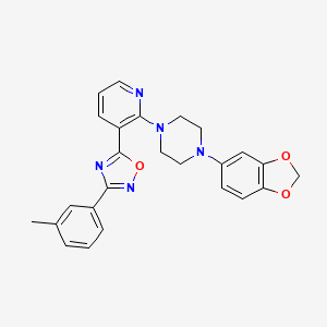 molecular formula C25H23N5O3 B7714272 5-(2-(4-(benzo[d][1,3]dioxol-5-yl)piperazin-1-yl)pyridin-3-yl)-3-(m-tolyl)-1,2,4-oxadiazole 