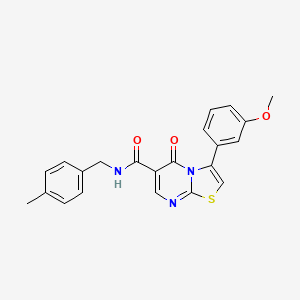 molecular formula C22H19N3O3S B7714278 3-(3-methoxyphenyl)-5-oxo-N-(1-phenylethyl)-5H-[1,3]thiazolo[3,2-a]pyrimidine-6-carboxamide 