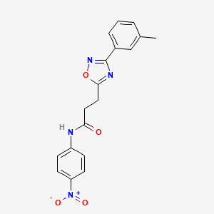molecular formula C18H16N4O4 B7714290 N-(4-nitrophenyl)-3-(3-(m-tolyl)-1,2,4-oxadiazol-5-yl)propanamide 