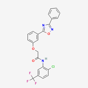 molecular formula C23H15ClF3N3O3 B7714321 N-(2-chloro-5-(trifluoromethyl)phenyl)-2-(3-(3-phenyl-1,2,4-oxadiazol-5-yl)phenoxy)acetamide 