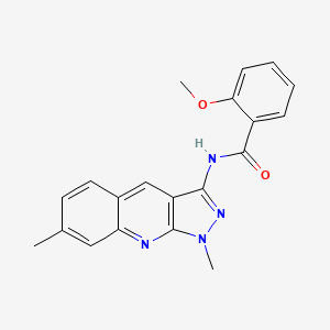 molecular formula C20H18N4O2 B7714323 N-(1,7-dimethyl-1H-pyrazolo[3,4-b]quinolin-3-yl)-2-methoxybenzamide 