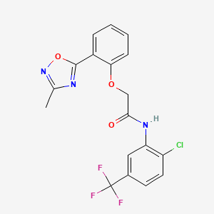 molecular formula C18H13ClF3N3O3 B7714332 N-(2-chloro-5-(trifluoromethyl)phenyl)-2-(2-(3-methyl-1,2,4-oxadiazol-5-yl)phenoxy)acetamide 