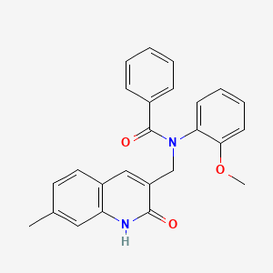 molecular formula C25H22N2O3 B7714349 N-((2-hydroxy-7-methylquinolin-3-yl)methyl)-N-(2-methoxyphenyl)benzamide 