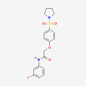 molecular formula C18H19FN2O4S B7714355 N-(3-fluorophenyl)-2-(4-(pyrrolidin-1-ylsulfonyl)phenoxy)acetamide 