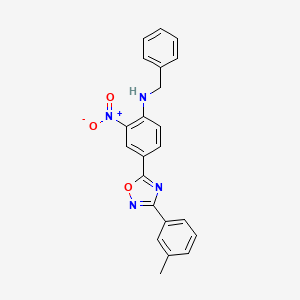 molecular formula C22H18N4O3 B7714363 N-benzyl-2-nitro-4-(3-(m-tolyl)-1,2,4-oxadiazol-5-yl)aniline 