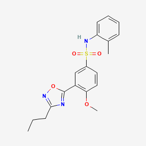 molecular formula C19H21N3O4S B7714440 4-methoxy-3-(3-propyl-1,2,4-oxadiazol-5-yl)-N-(o-tolyl)benzenesulfonamide 