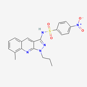 molecular formula C20H19N5O4S B7714478 N-(8-methyl-1-propyl-1H-pyrazolo[3,4-b]quinolin-3-yl)-4-nitrobenzenesulfonamide 