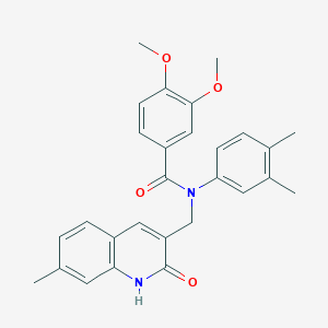 molecular formula C28H28N2O4 B7714485 N-(3,4-dimethylphenyl)-N-((2-hydroxy-7-methylquinolin-3-yl)methyl)-3,4-dimethoxybenzamide 