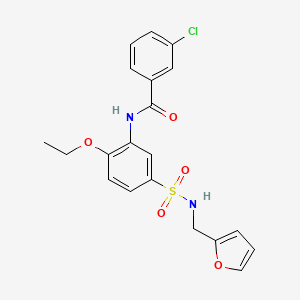 molecular formula C20H19ClN2O5S B7714491 3-chloro-N-(2-ethoxy-5-(N-(furan-2-ylmethyl)sulfamoyl)phenyl)benzamide 