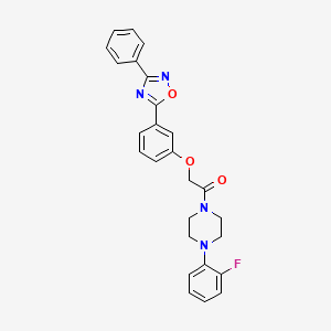 molecular formula C26H23FN4O3 B7714498 1-(4-(2-fluorophenyl)piperazin-1-yl)-2-(3-(3-phenyl-1,2,4-oxadiazol-5-yl)phenoxy)ethanone 