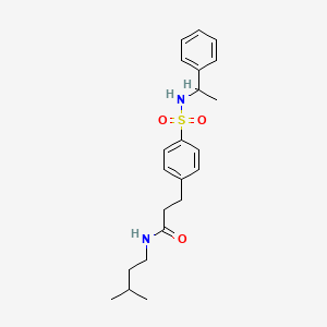 molecular formula C22H30N2O3S B7714516 N-isopentyl-3-(4-(N-(1-phenylethyl)sulfamoyl)phenyl)propanamide 