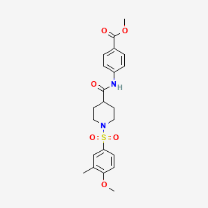 molecular formula C22H26N2O6S B7714531 1-(4-methoxy-3-methylbenzenesulfonyl)-N-[3-(propan-2-yloxy)propyl]piperidine-4-carboxamide 